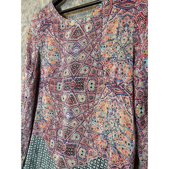 Maeve Athropologie Sydney Silk Top Womens 6 Multicolor Mosaic Print Button Back - Picture 2 of 6